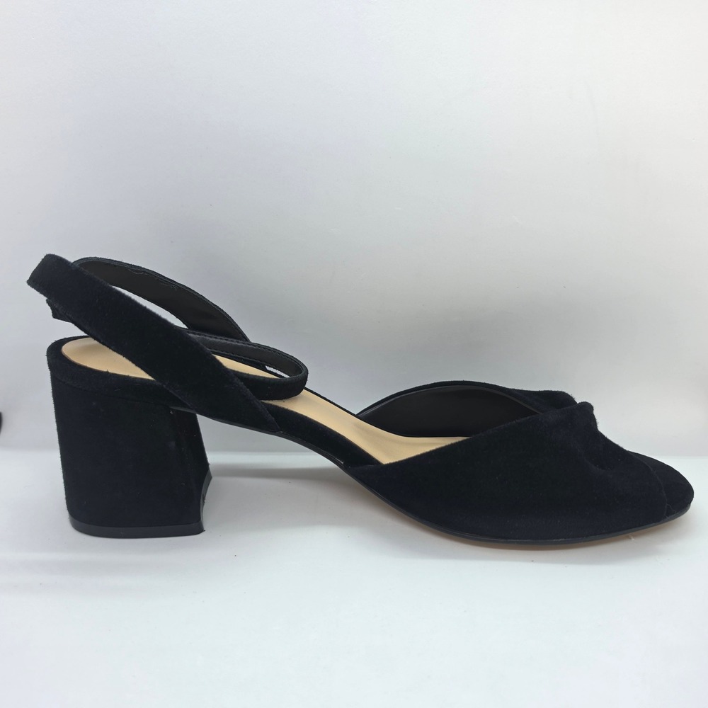 Free People Black Suede Block Heel Ankle Strap Peep Toe Sandals Size 41 - Picture 8 of 10